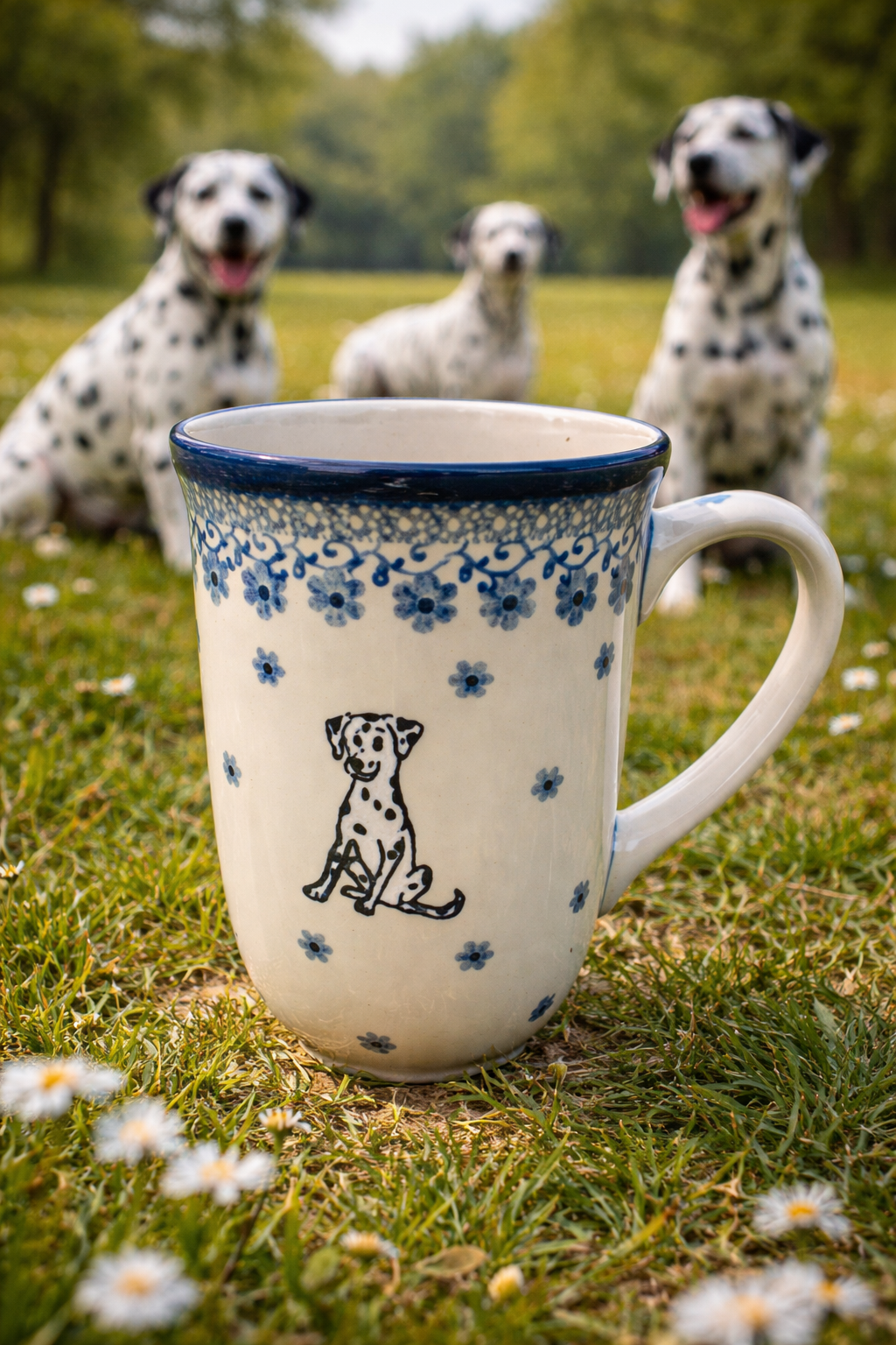 Polish Pottery Traditional Dalmatian Tall Mug