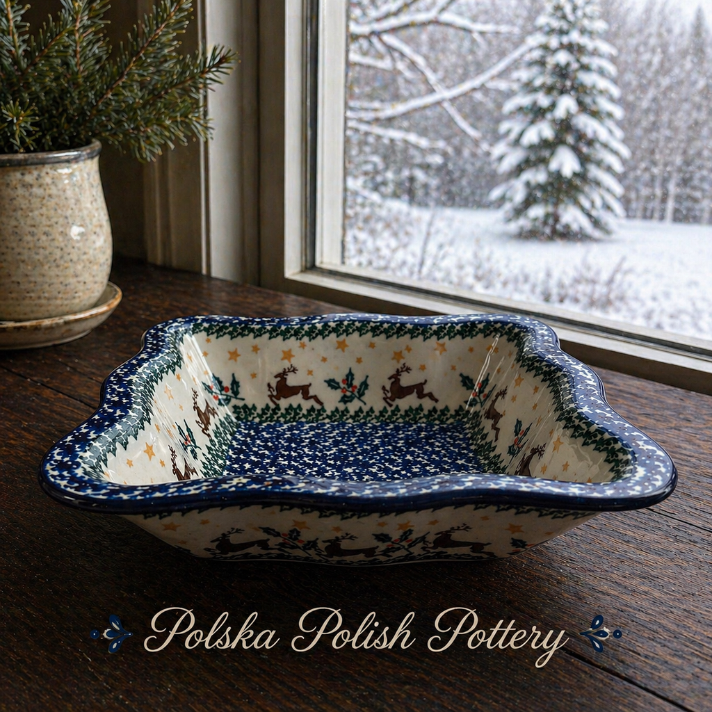 Polish Pottery Traditional(Reindeer) Sculpted Dish