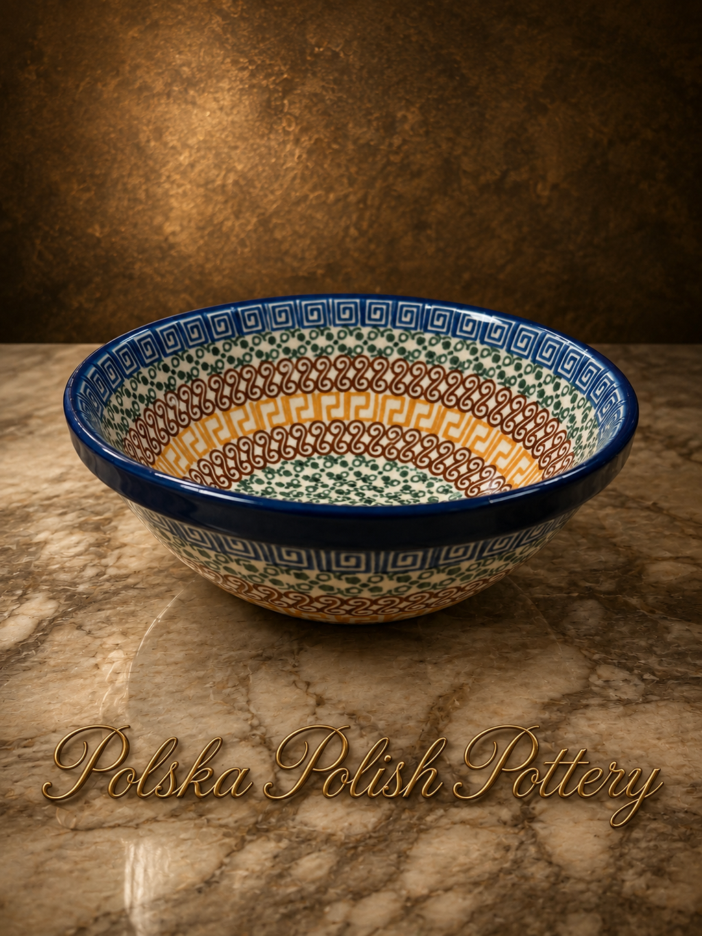 Polish Pottery Salad/Soup Bowl - Traditional Multi