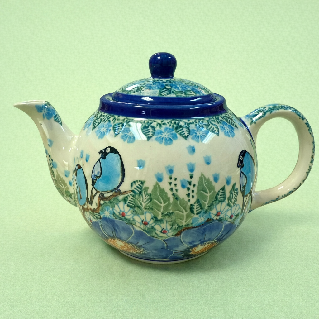 Polish Pottery Unikat Blue Birds Teapot