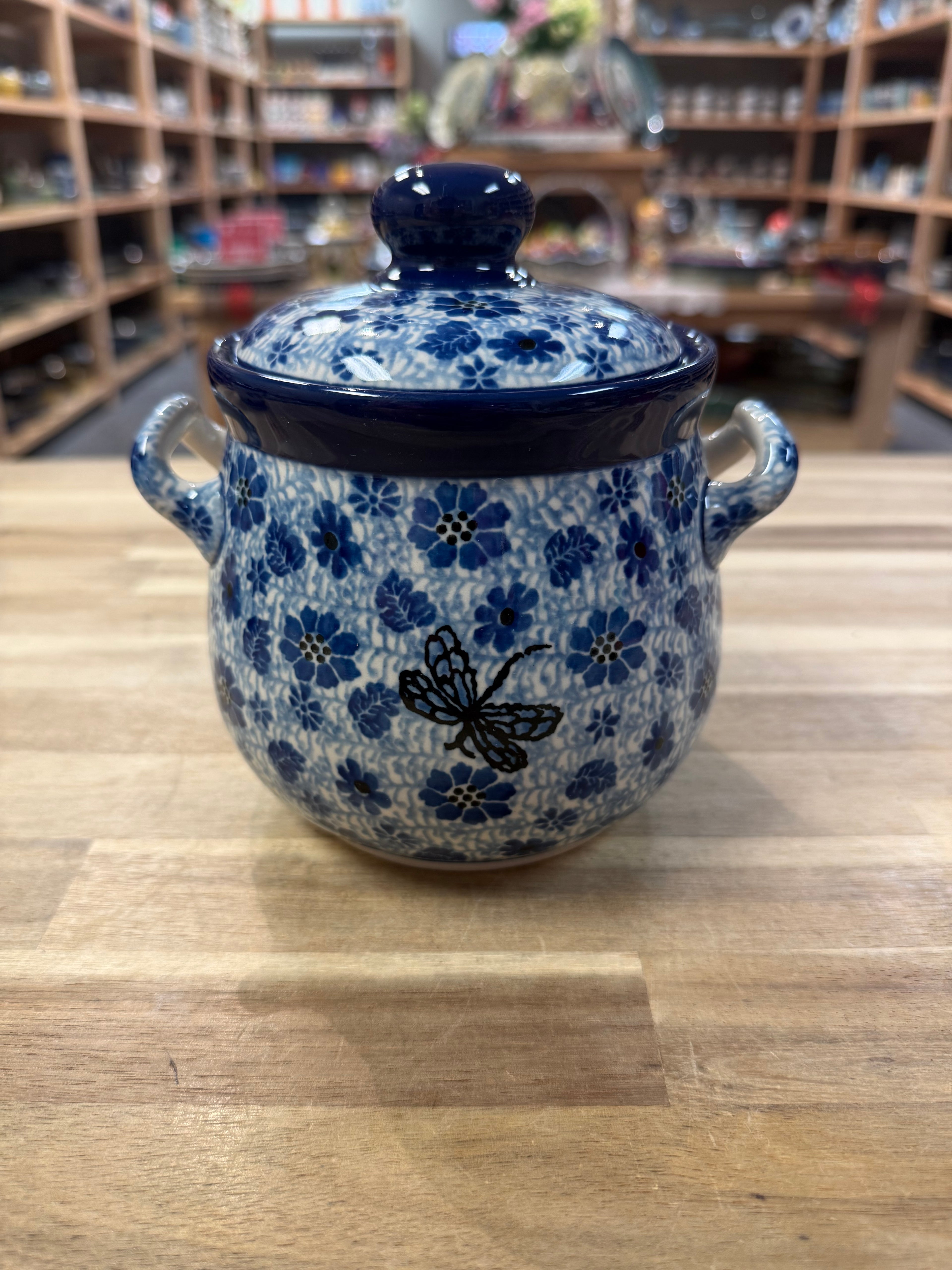 Polish Pottery Traditional(Blue Dragonfly) Jar/Crock