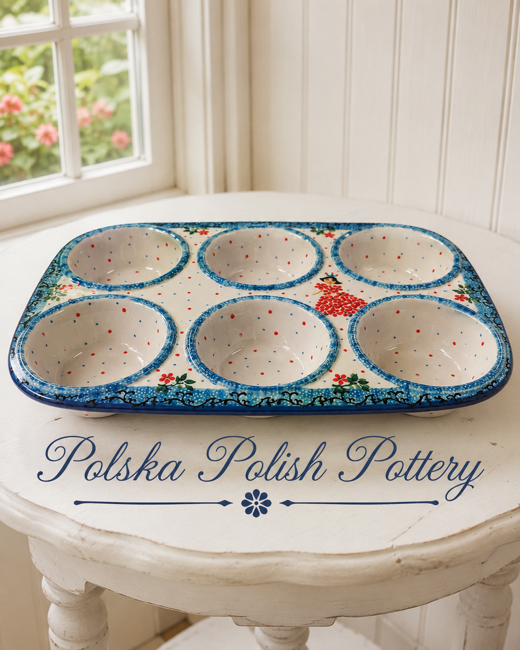 Polish Pottery Muffin Pan - Traditional Polish Princess