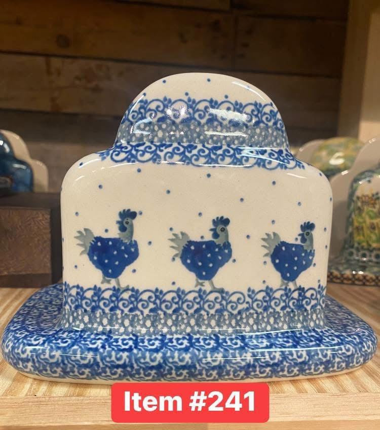 Polish Pottery Traditional(Chickens) Napkin Holder