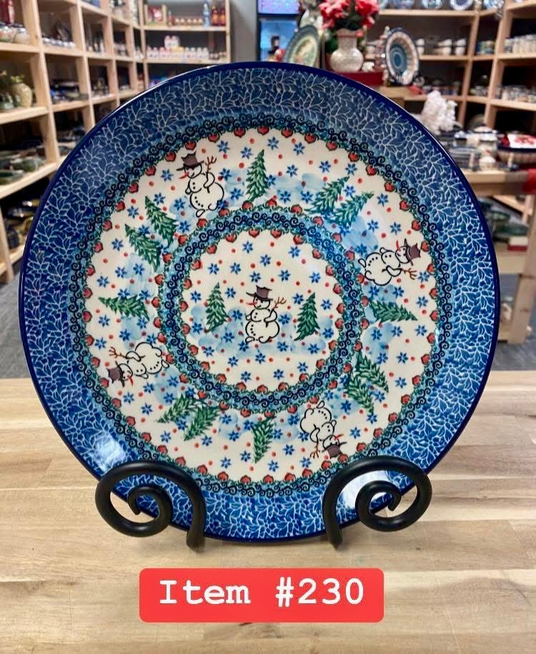 Polish Pottery Unikat 4661(Snowman) Dinner Plate