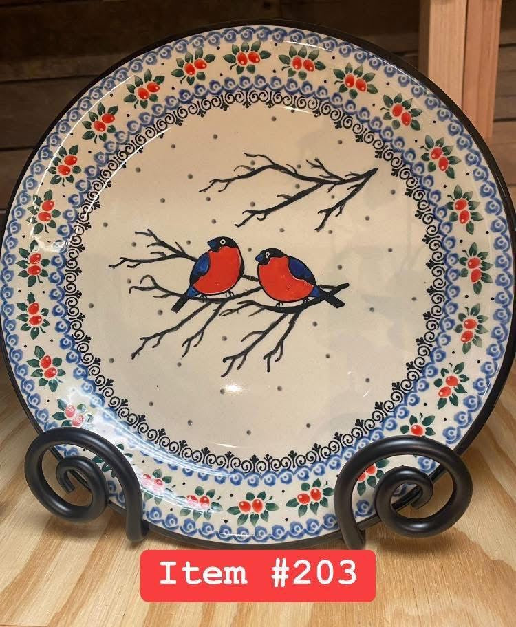 Polish Pottery Unikat(Red Birds) CerRaf Dinner Plate