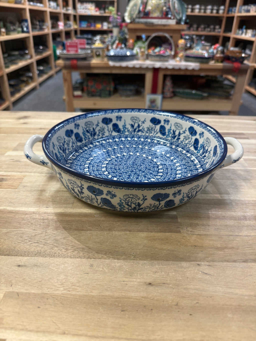 Polish Pottery Kielbasa Dish - Traditional Blue Poppy