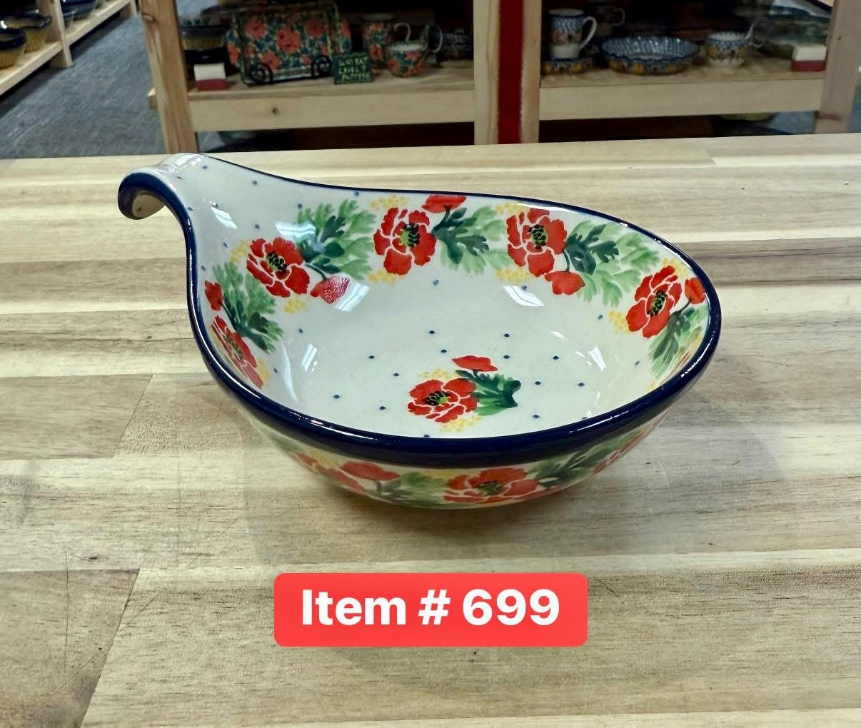 Polish Pottery Traditional(Red Flwr) Lg Spoon Rest