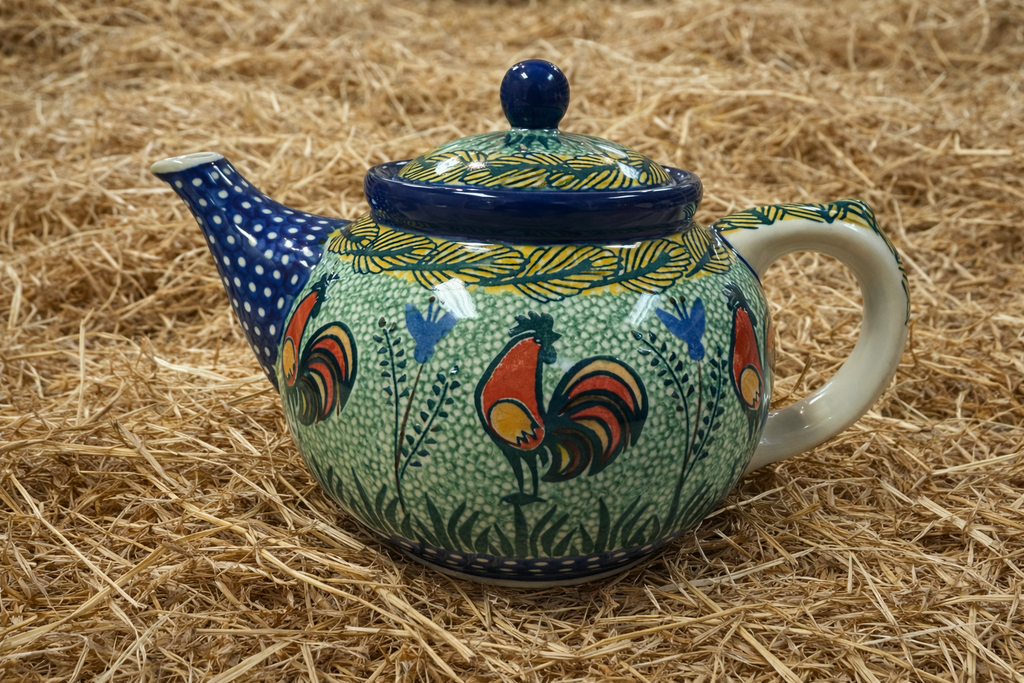 Polish Pottery Unikat 2663 Rooster Teapot