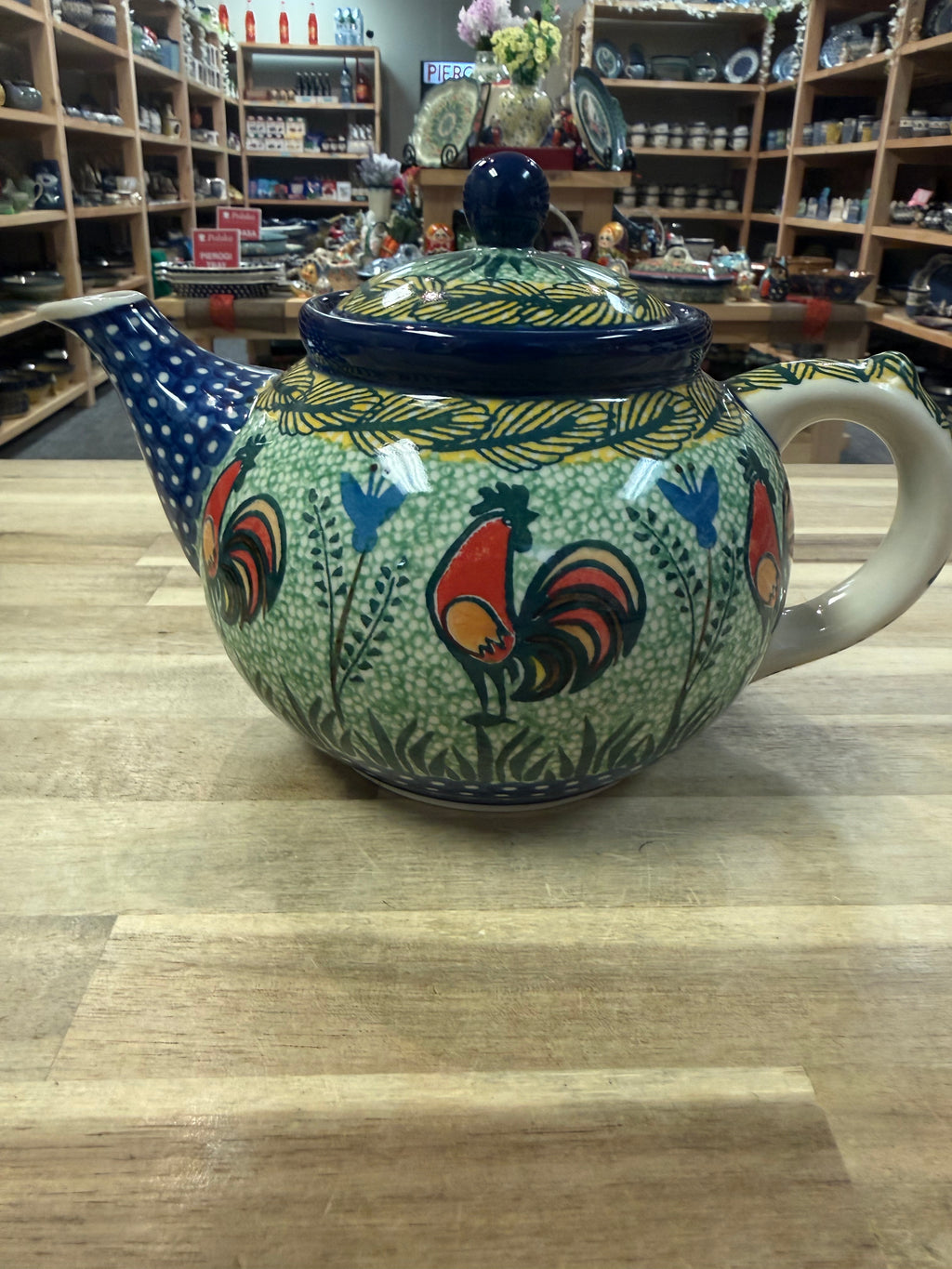Polish Pottery Unikat 2663 Rooster Teapot