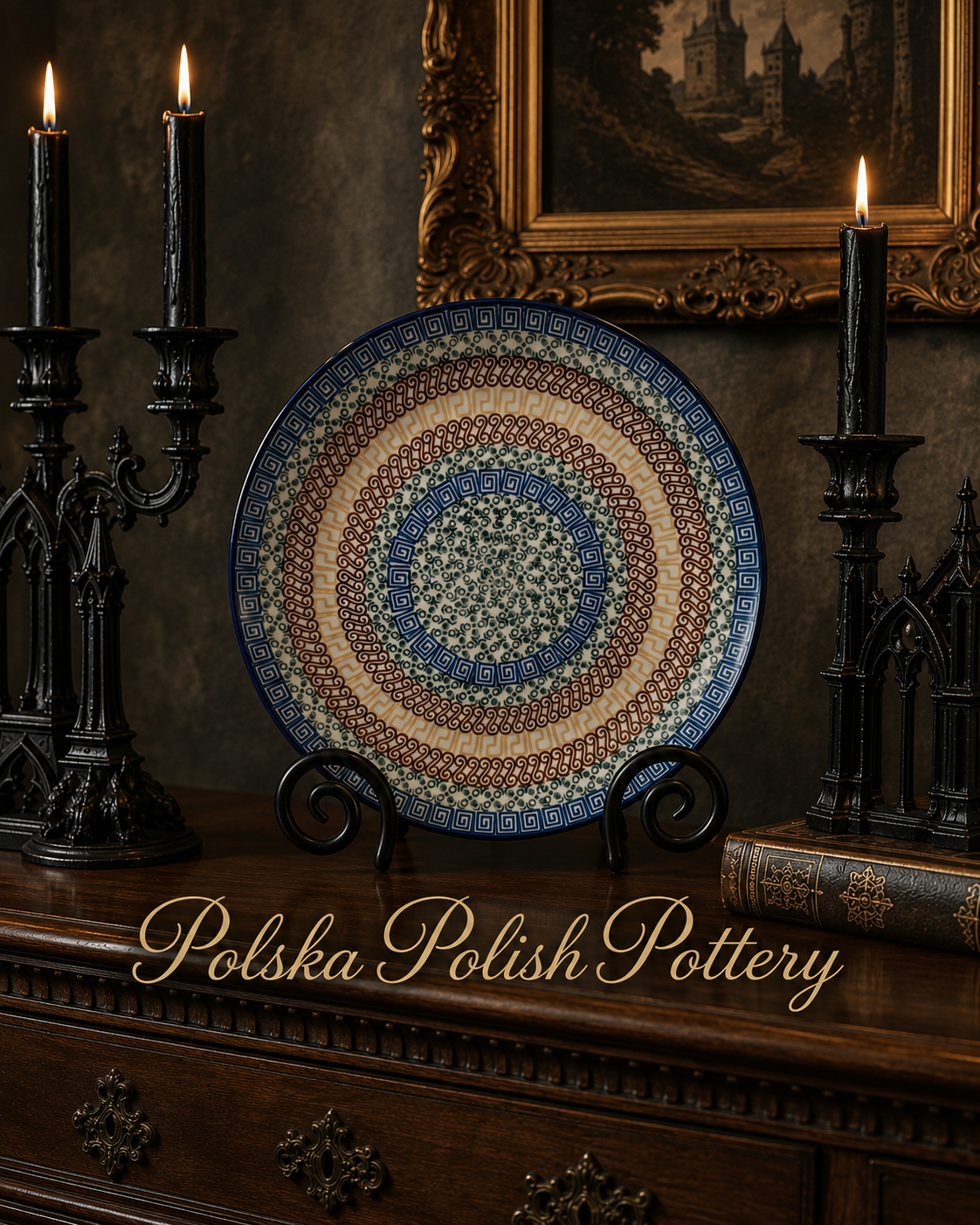Polish Pottery Dinner Plate - Traditional Multi