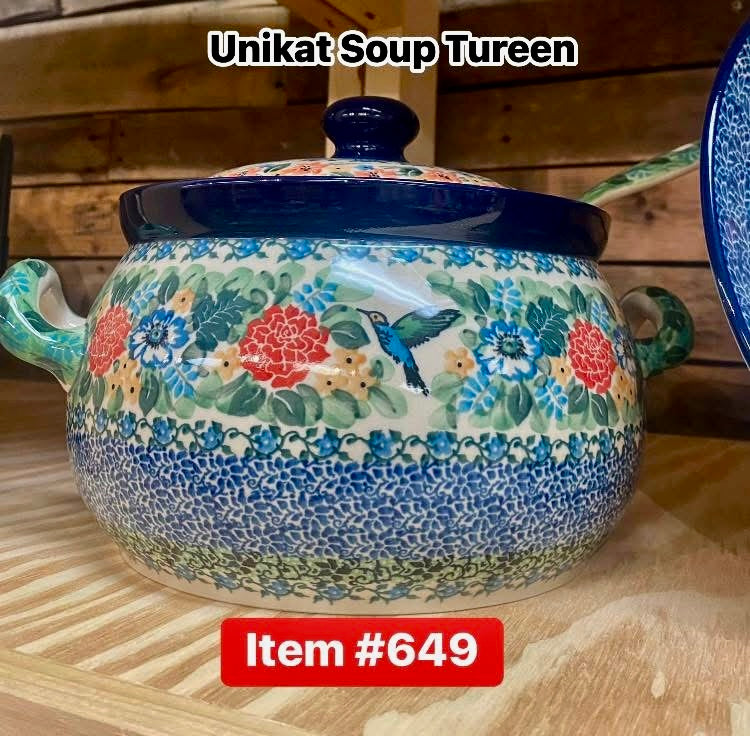 Polish Pottery 3271Unikat Soup Tureen & Ladle