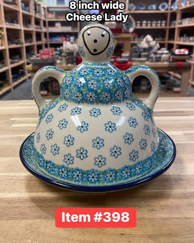 Polish Pottery Cheese Lady -  Traditional Fresh Flowers
