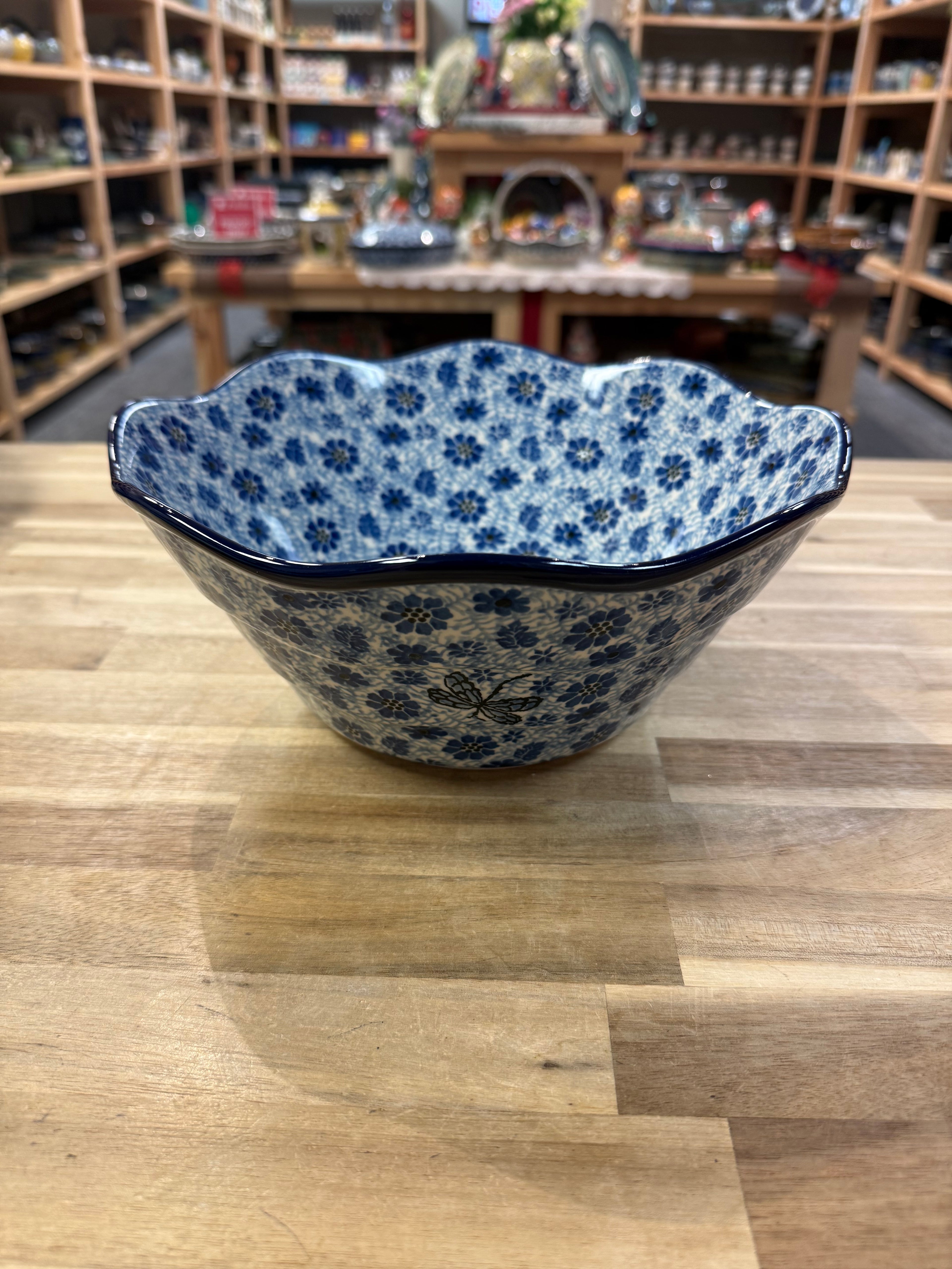 Polish Pottery Traditional(Blue Dragonfly) Sculpted Bowl