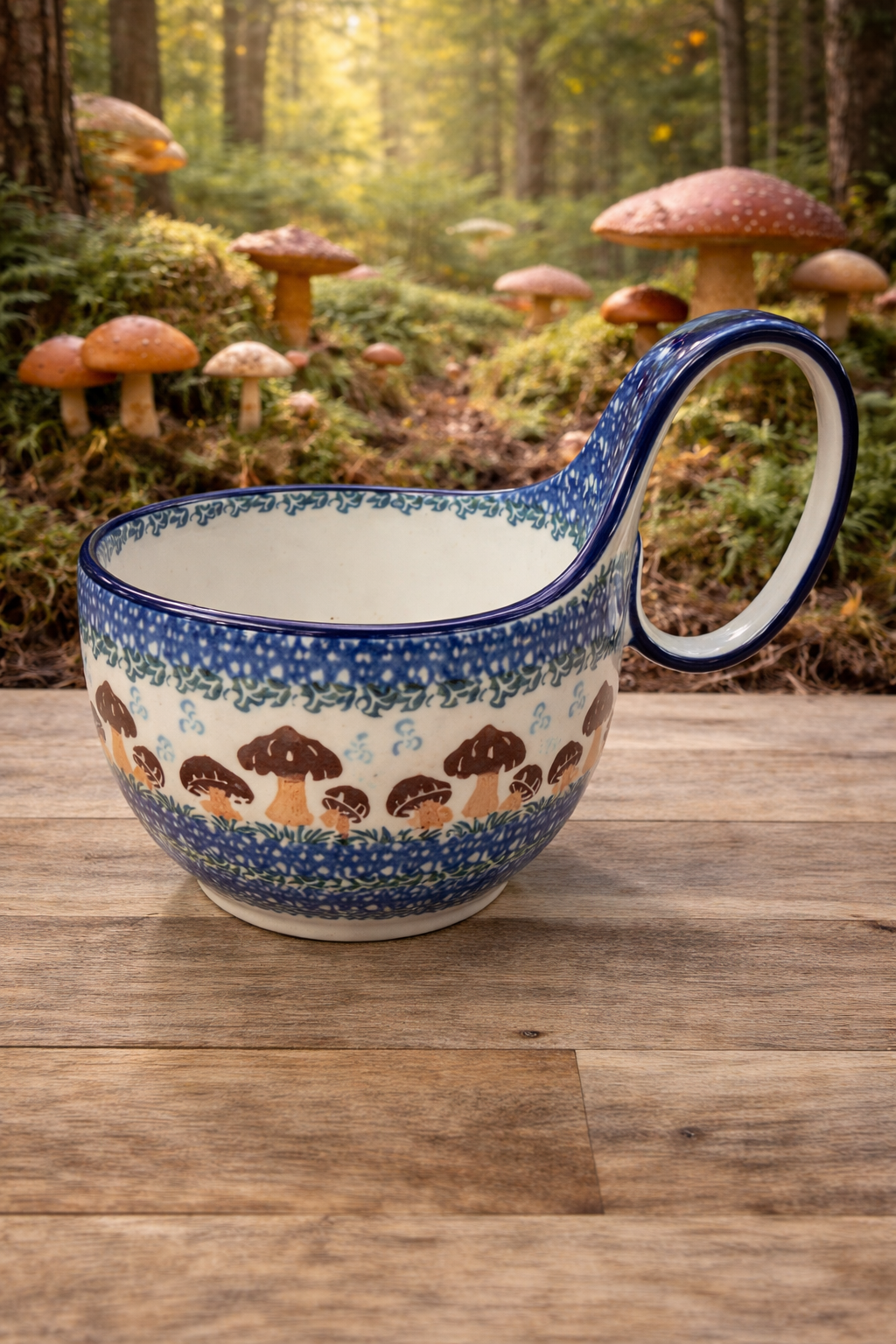 Polish Pottery Traditional Mushroom Soup Mug