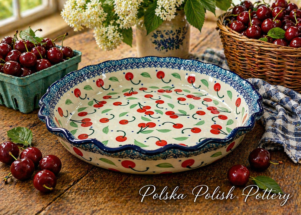 Polish Pottery Traditional(Cherries) Pie Plate