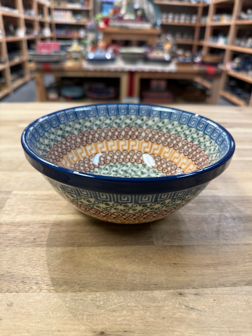 Polish Pottery Salad/Soup Bowl - Traditional Multi