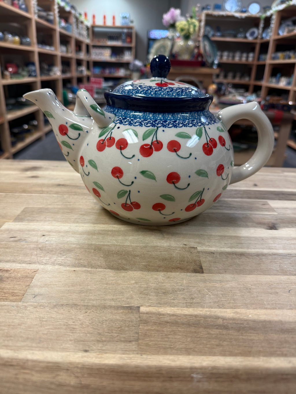 Polish Pottery Traditional(Cherries) Jumbo Teapot
