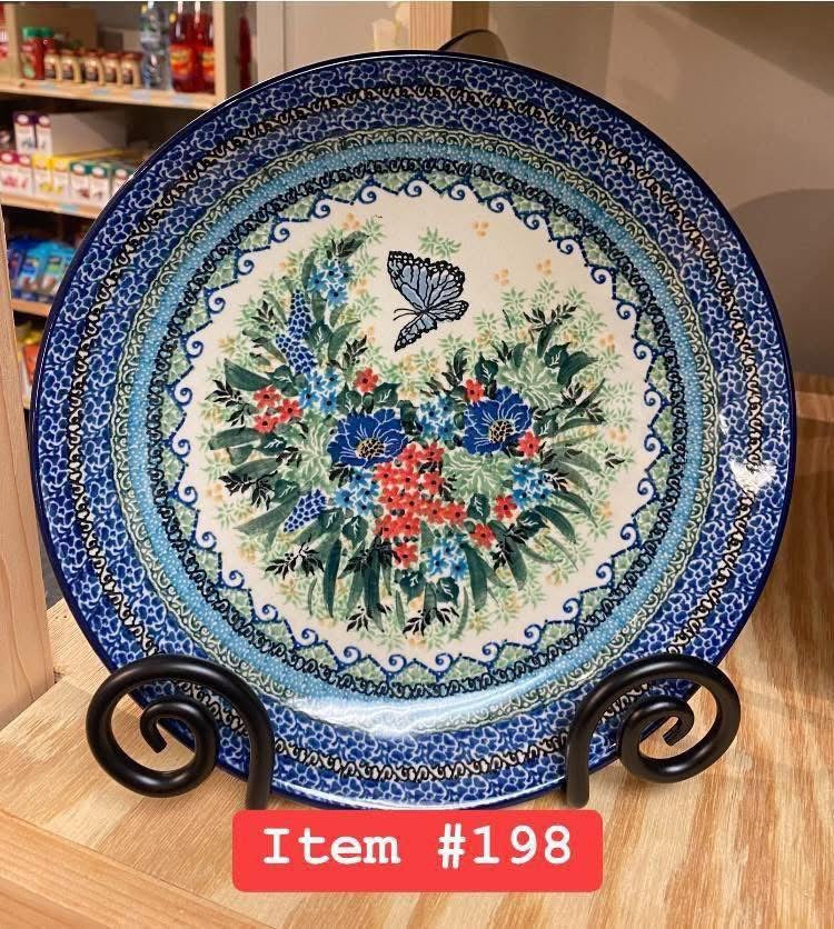 Polish Pottery Unikat 4600(Blue Butterfly) Dinner Plate