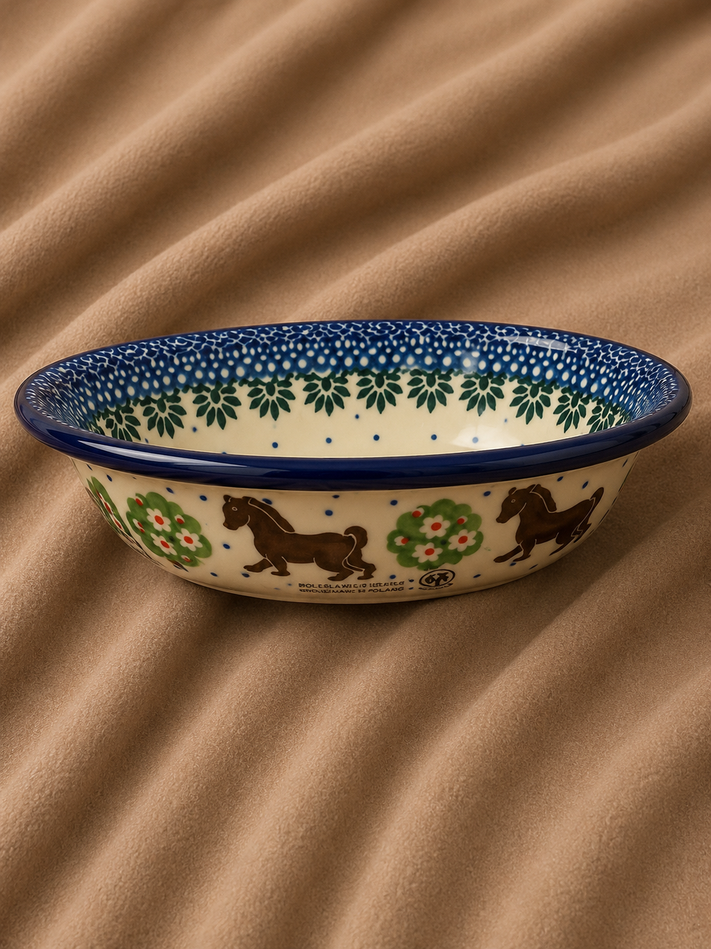 Polish Pottery Soap Dish - Traditional Horse Pattern