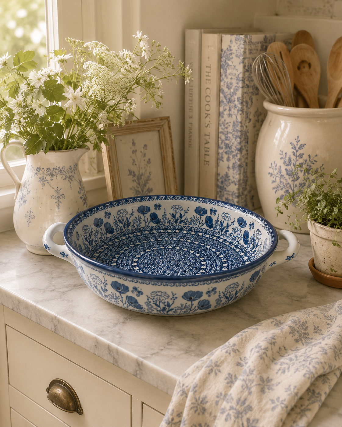 Polish Pottery Kielbasa Dish - Traditional Blue Poppy