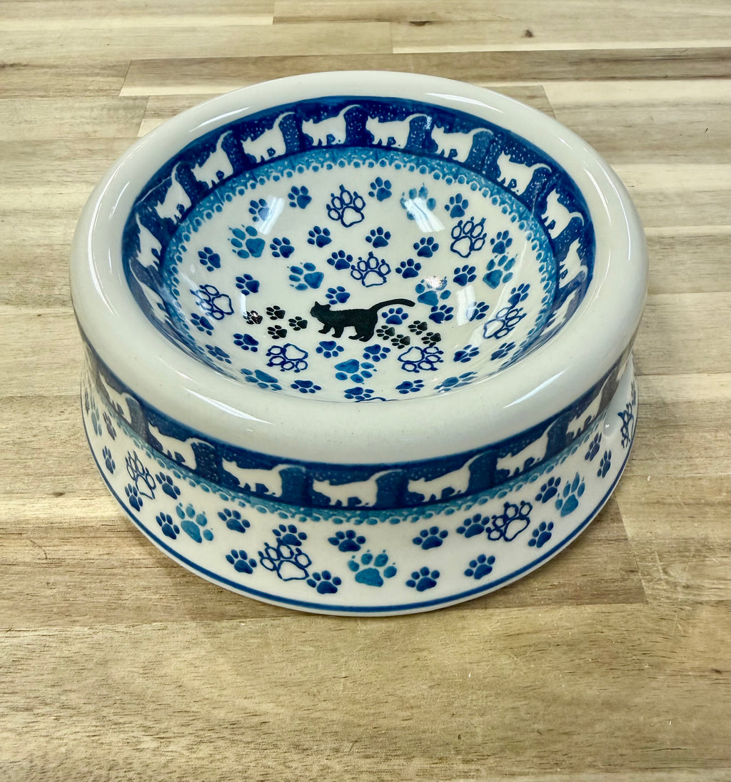 Polish Pottery Pet Dish – Traditional Black Cat