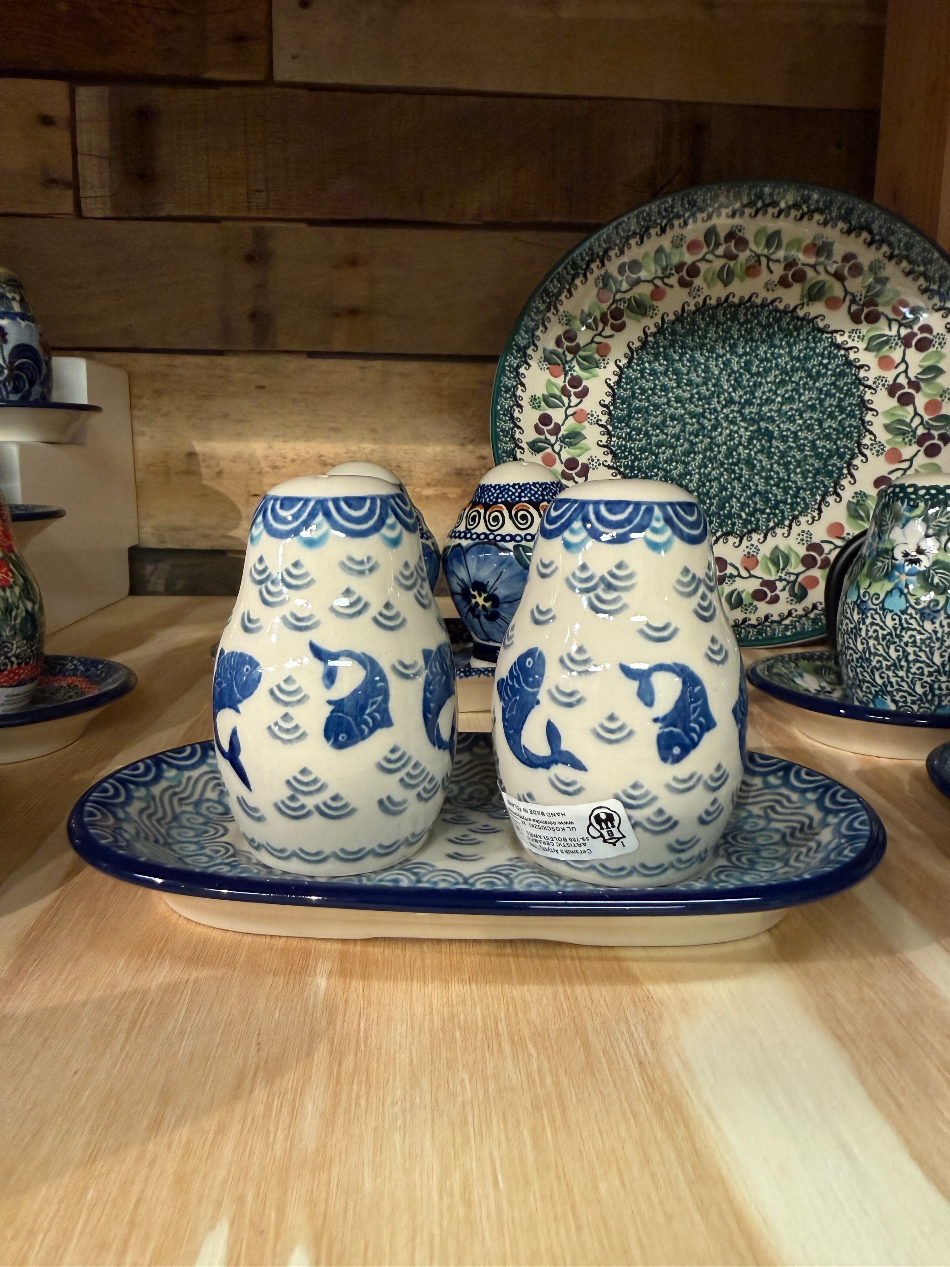 Polish Pottery Salt & Pepper Set - Traditional Fish