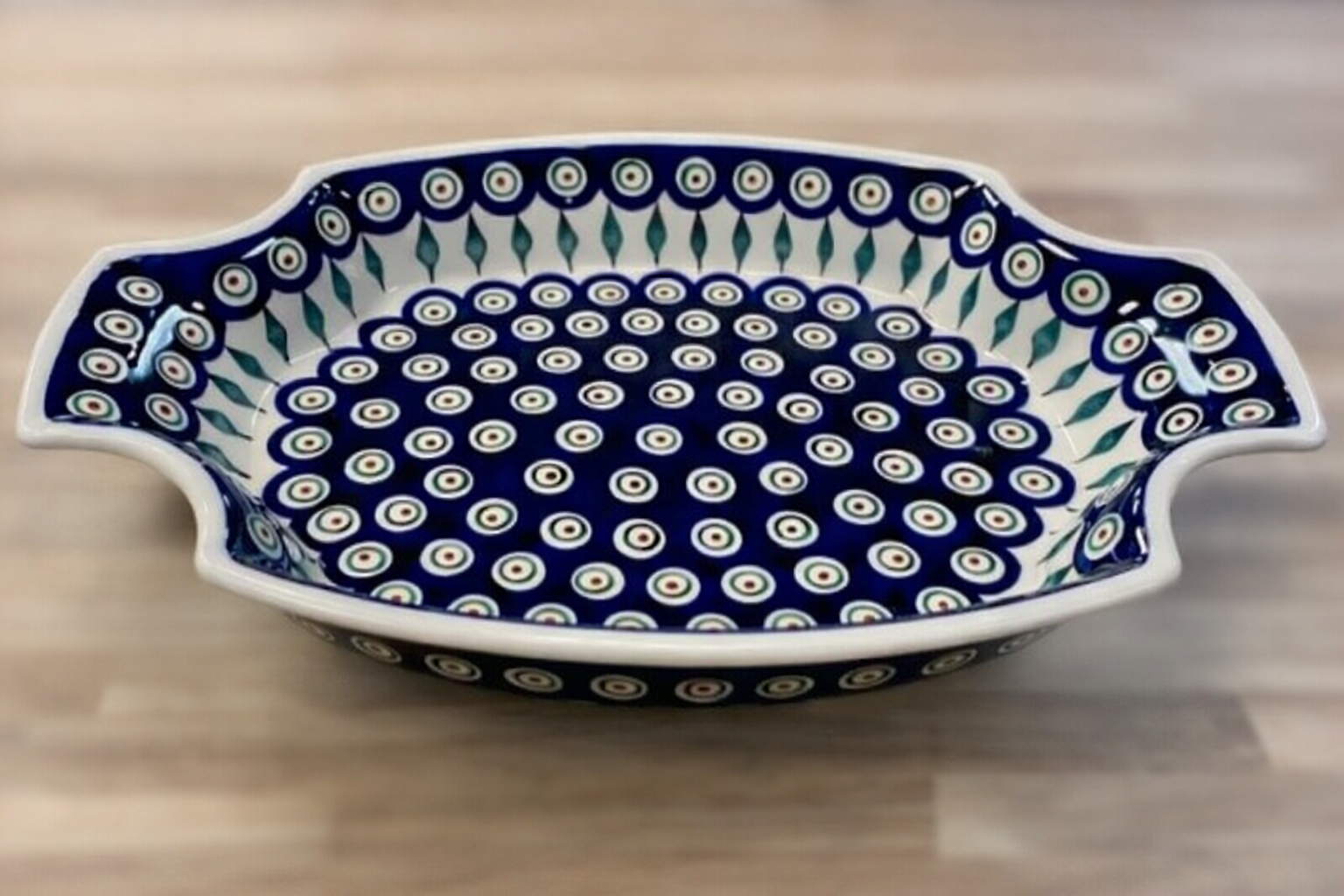 Polish Pottery Peacock Pierogi Tray