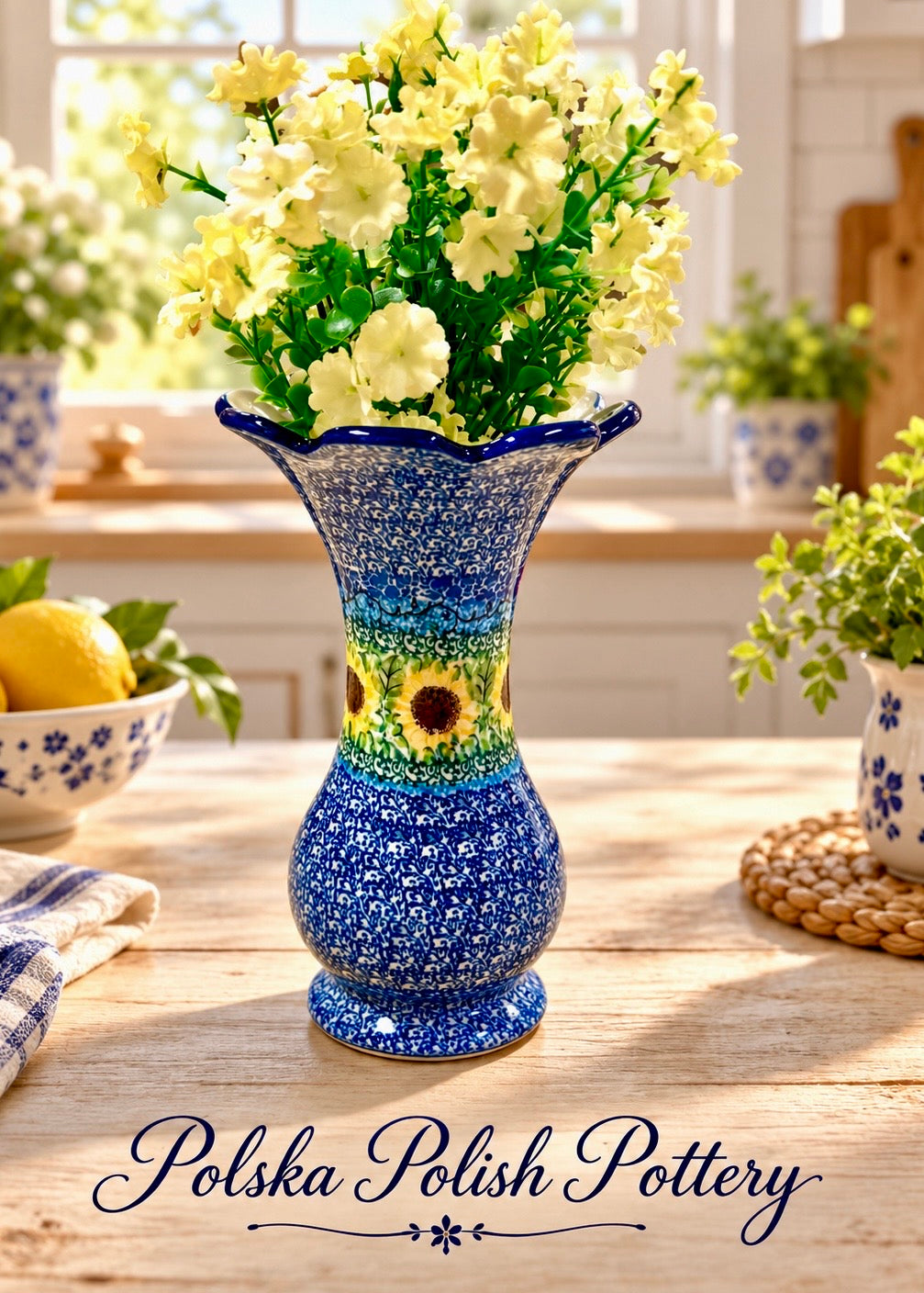 Polish Pottery Vase - Unikat 4739 Sunflower