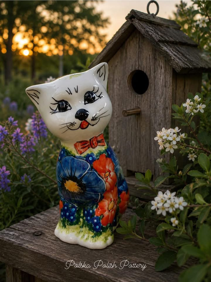 Polish Pottery Unikat CerRaf Cat Figurine