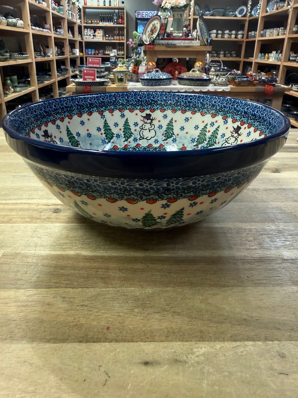 Polish Pottery Medium Mix Bowl - Unikat 4661 Snowman