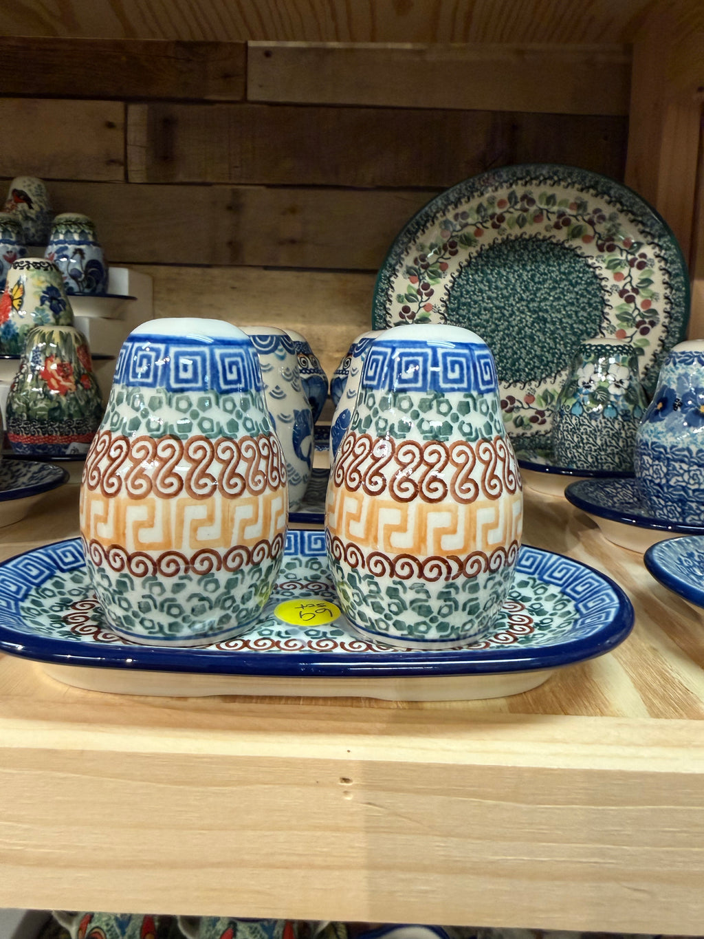 Polish Pottery Salt & Pepper Set - Traditional Multi