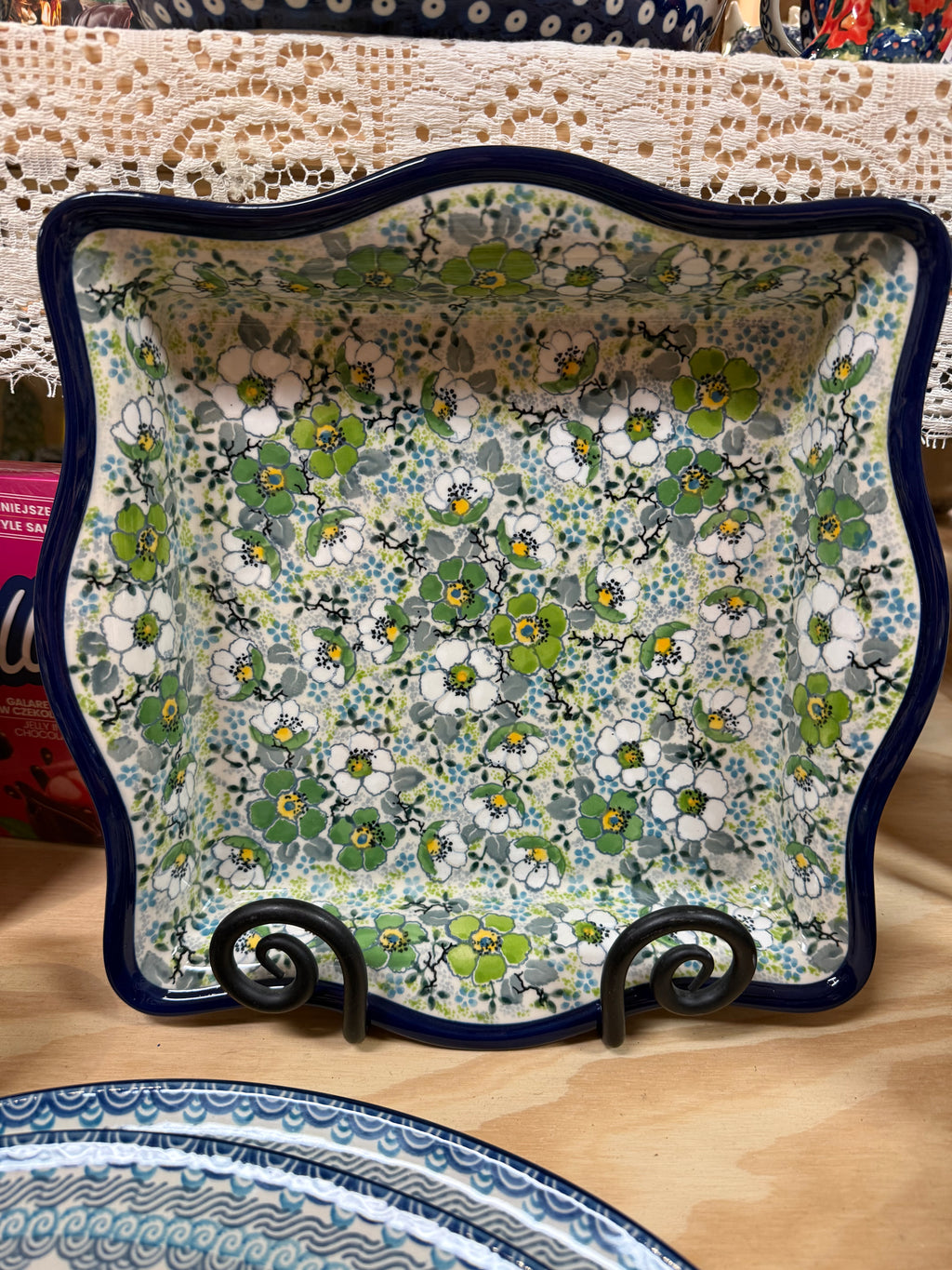 Polish Pottery Sculpted Square Dish - Unikat 4871