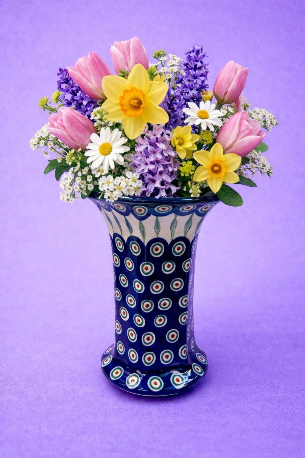 Polish Pottery Traditional Peacock Vase