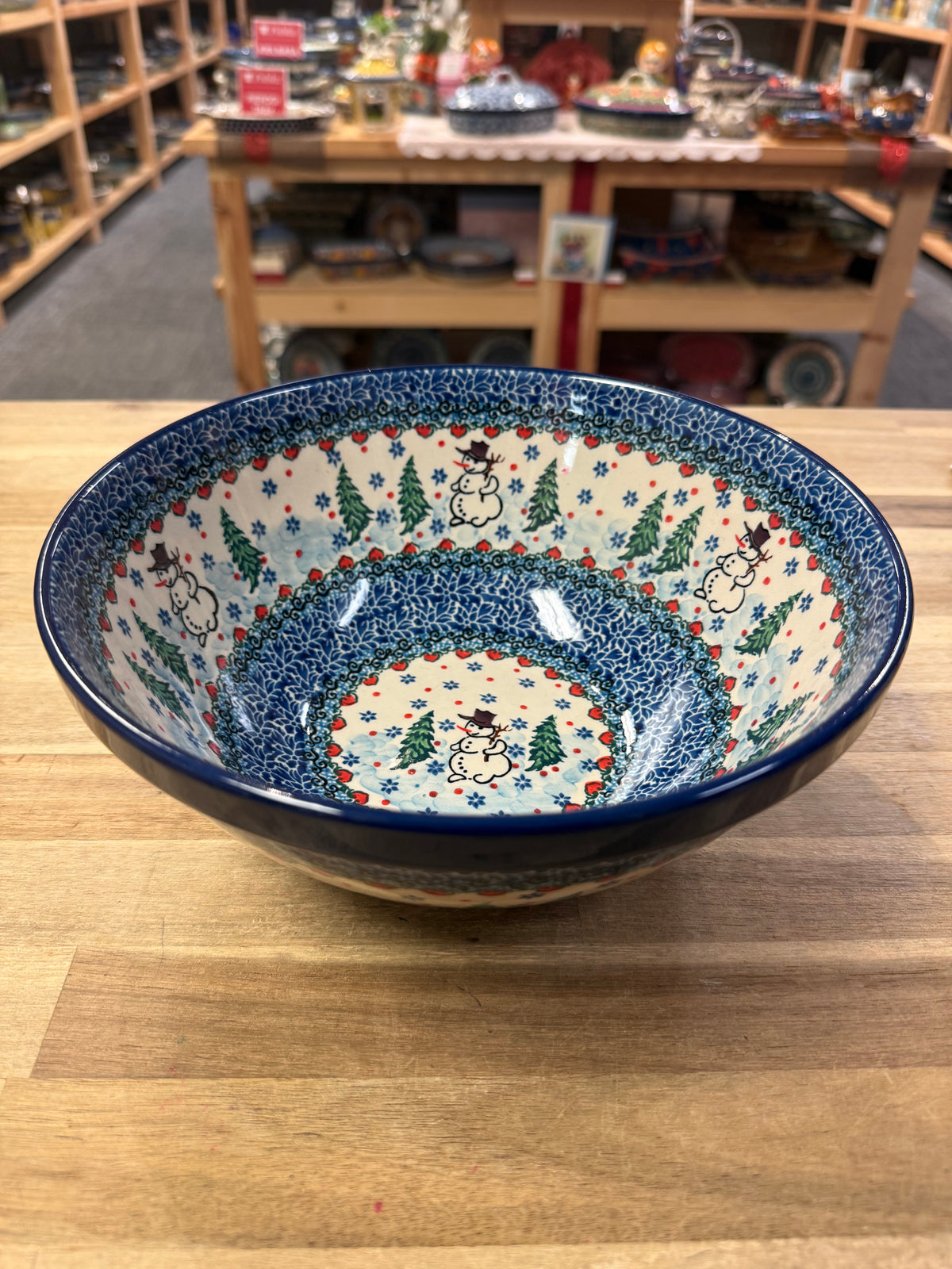 Polish Pottery Medium Mix Bowl - Unikat 4661 Snowman