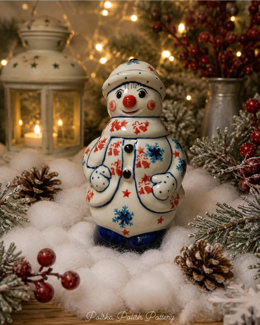Polish Pottery Zaklady Snowman Figurene
