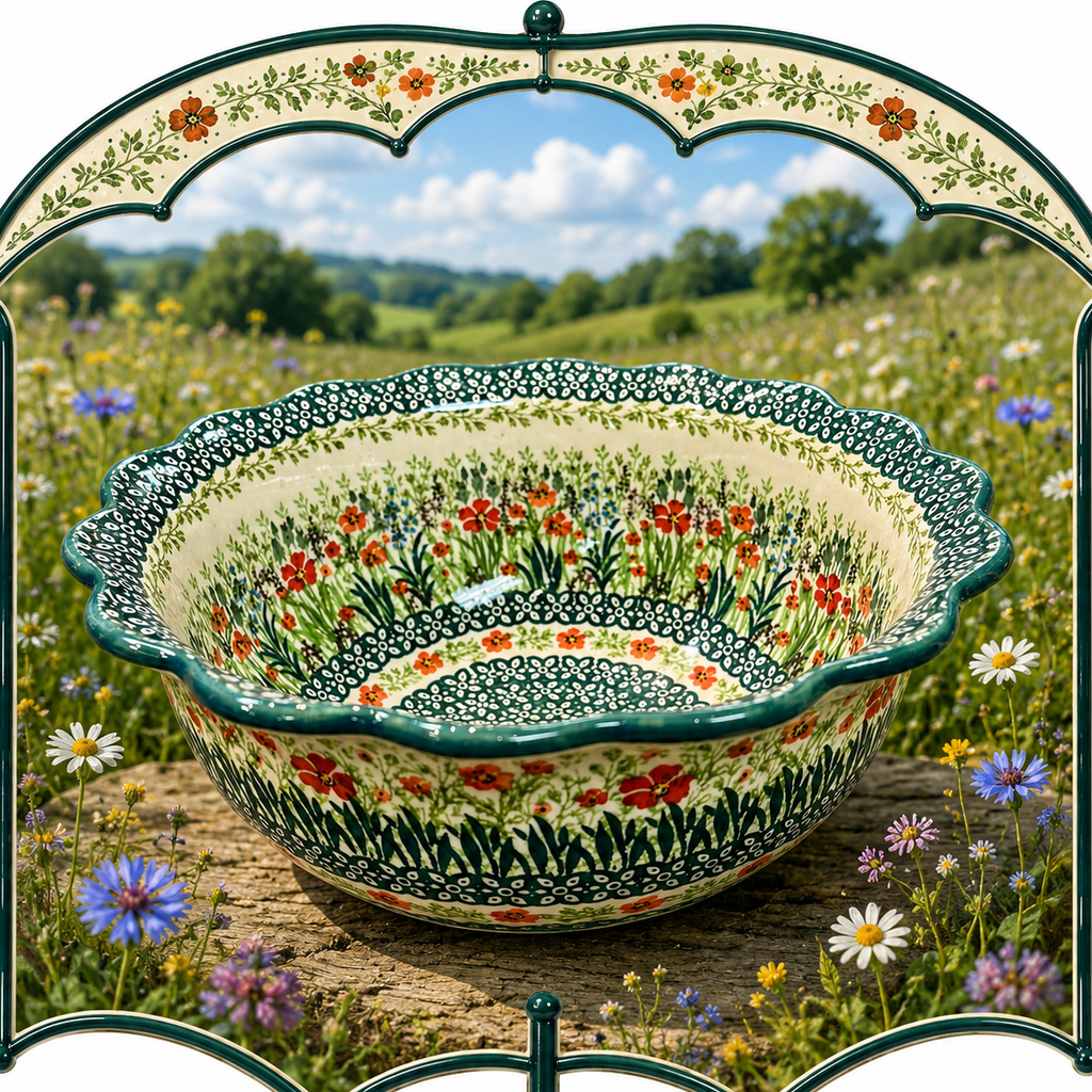 Polish Pottery Unikat 4335 Edged Bowl