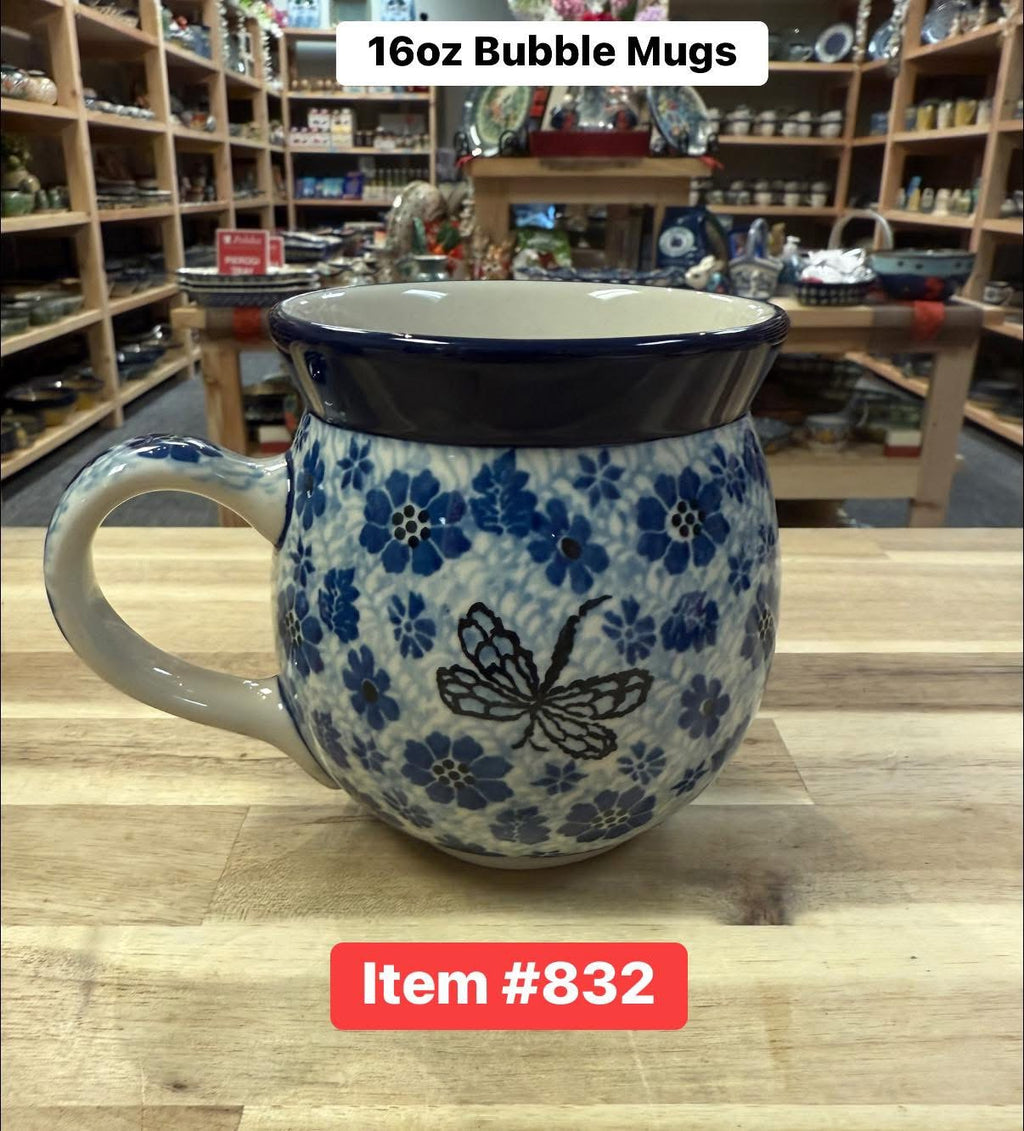 Polish Pottery Traditional(Blue Dragonfly) Bubble Mug