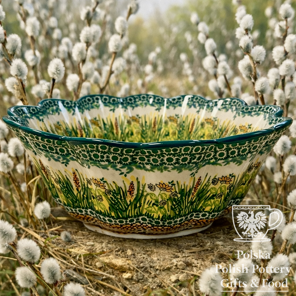 Polish Pottery Unikat 4329 Scalloped Bowl