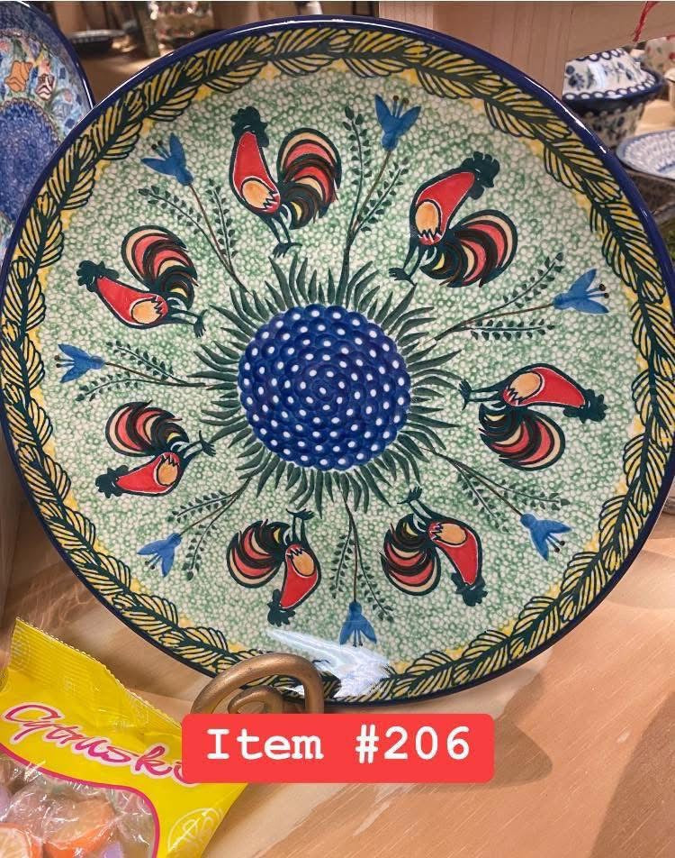 Polish Pottery Unikat (Rooster) Dinner Plate
