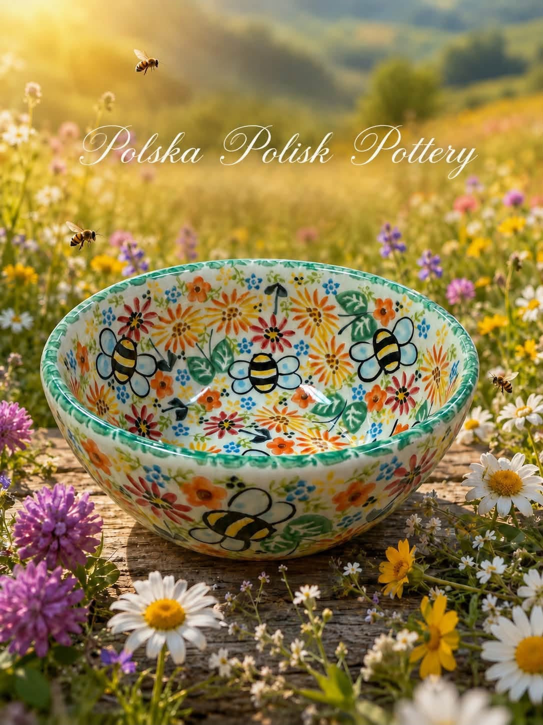 Polish Pottery Bowl - Unikat Bees