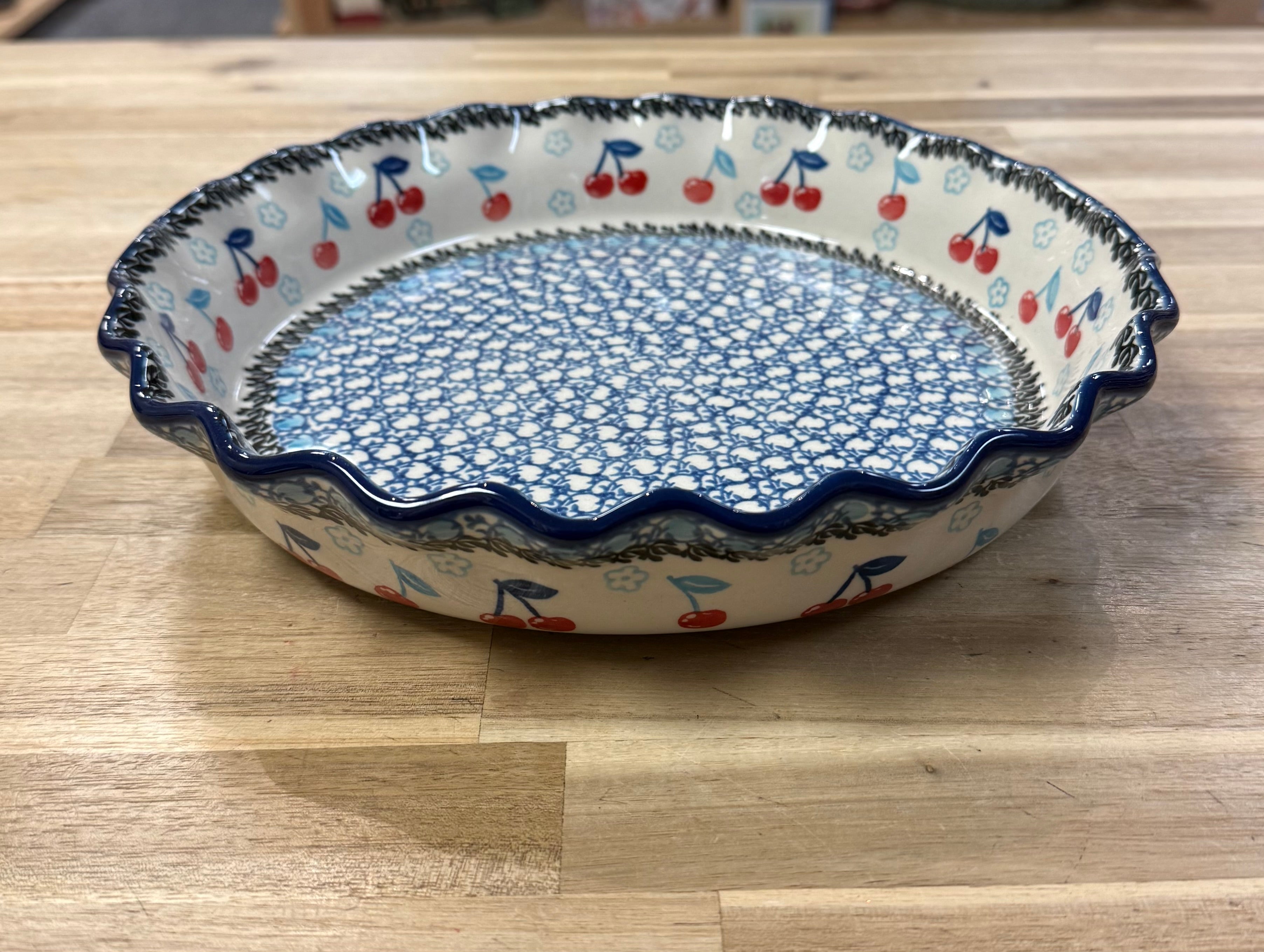 Polish Pottery Traditional(Double Cherry) Pie Plate