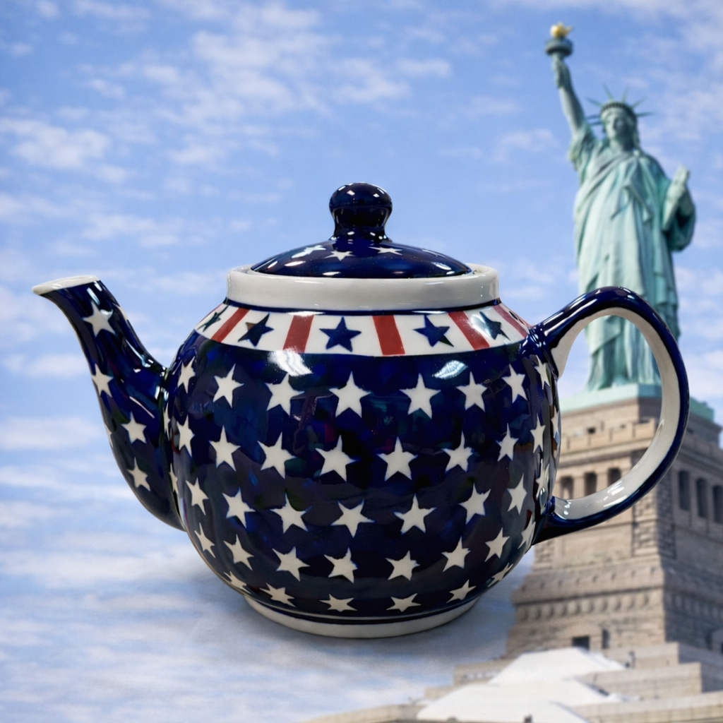 Polish Pottery Traditional Stars & Stripes Teapot