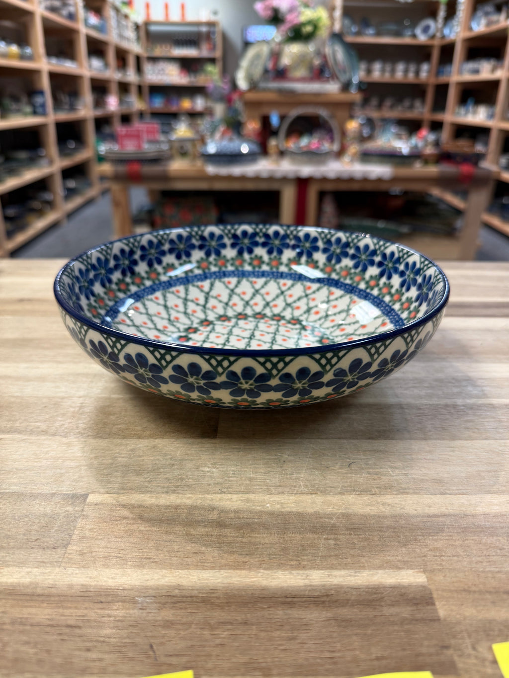 Polish Pottery Low Bowl - Traditional Criss Cross