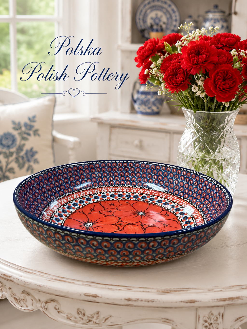 Polish Pottery Low Bowl - Unikat 408E
