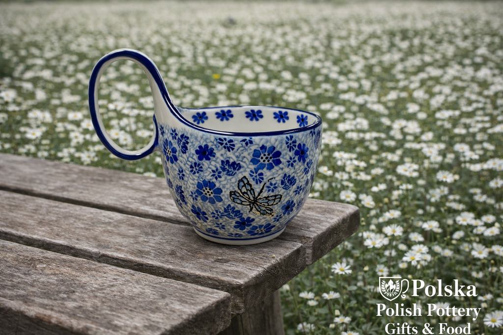 Polish Pottery Traditional(Blue Dragonfly) Soup Mug