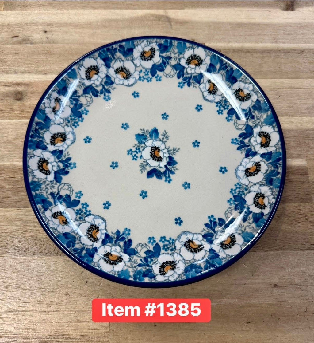 Polish Pottery Traditional Wht Flwr Salad Plate