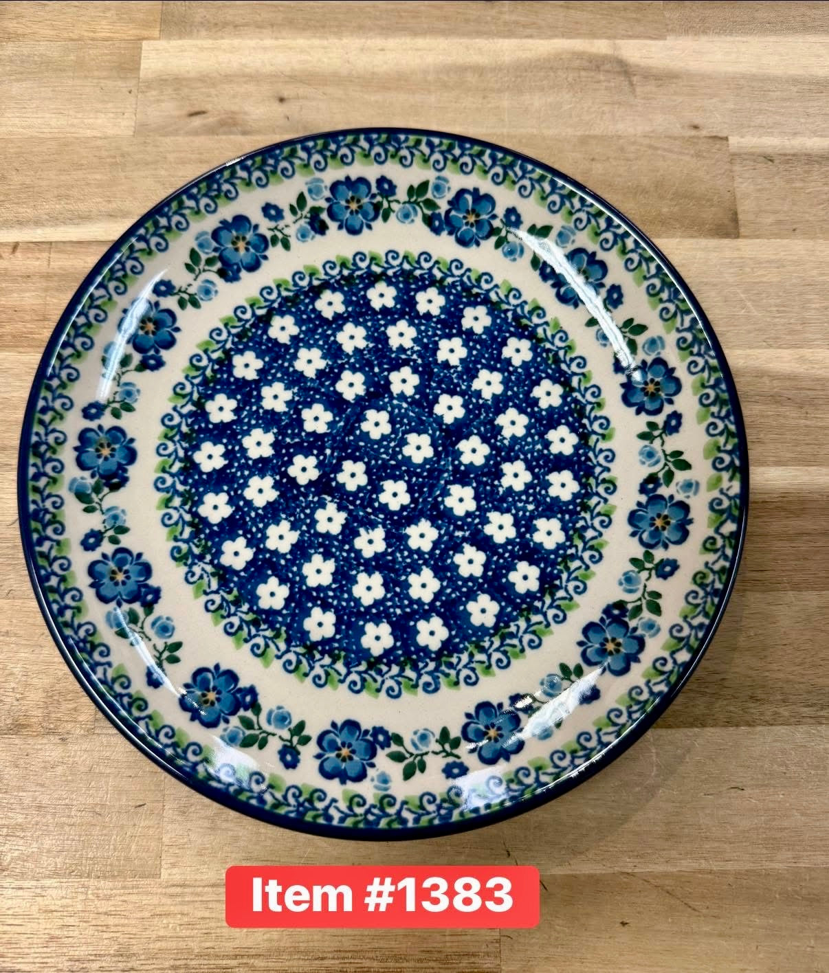 Polish Pottery Blue Flwr Vine Salad Plate