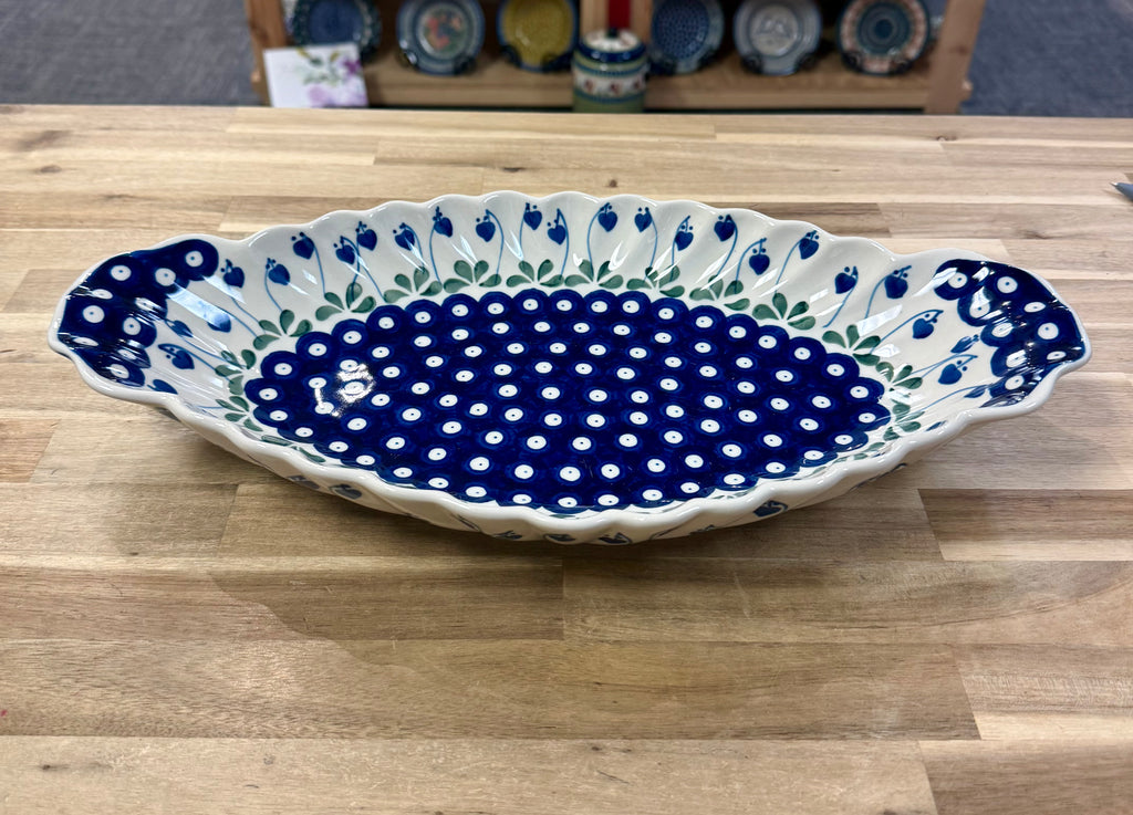 Polish Pottery Sculpted Serving Dish - Traditional Drop Hearts