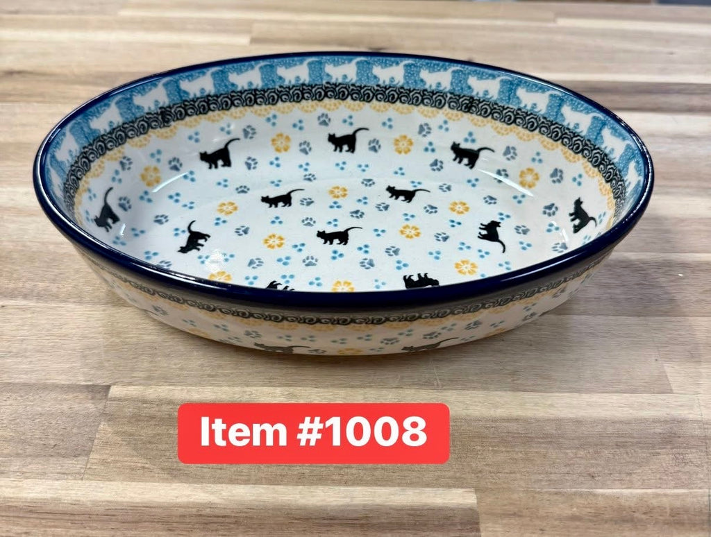 Polish Pottery Traditional Cats Oval Baker