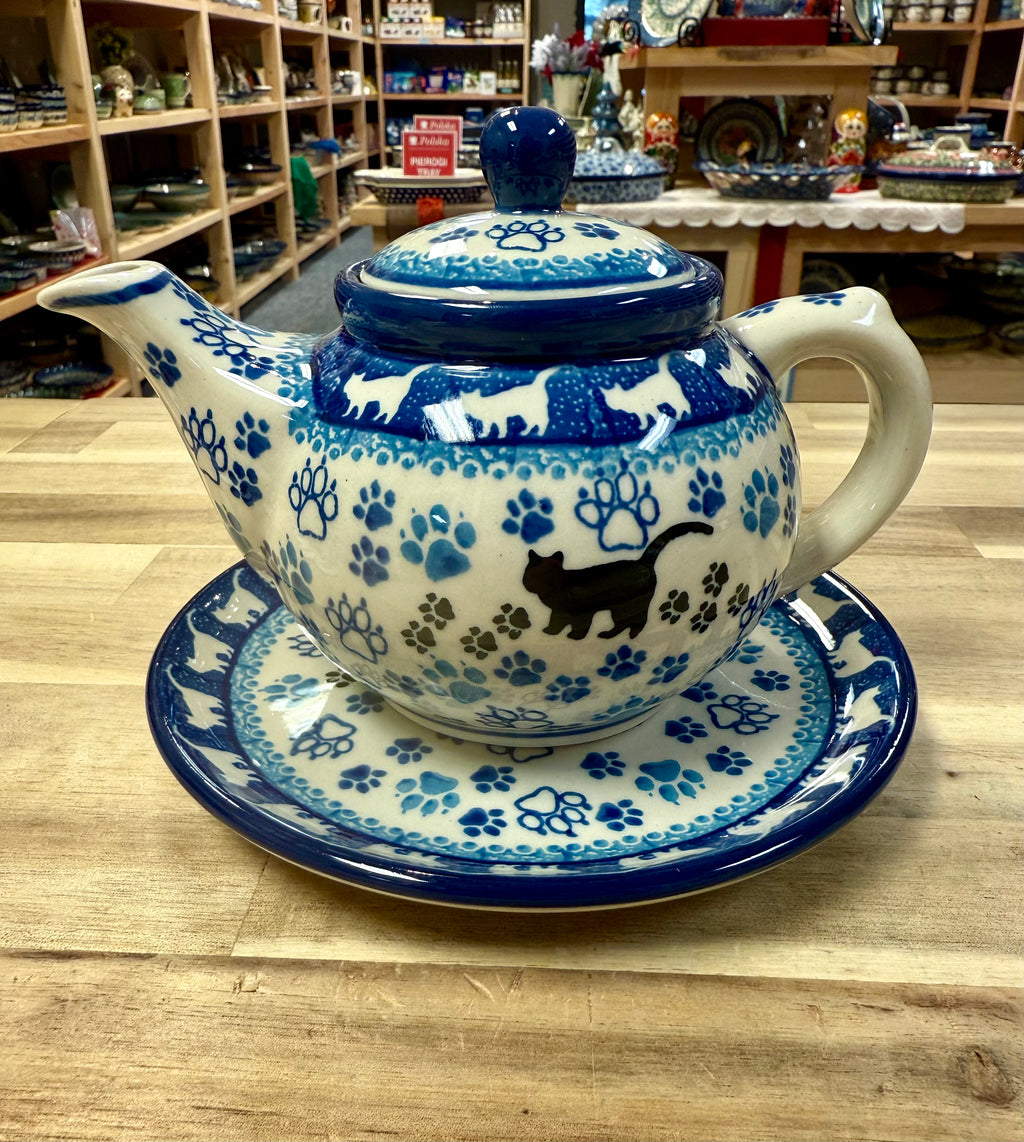 Polish Pottery Traditional(Black Cat) Child’s Teapot